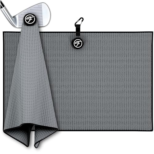 Fore Supply Golf Towel with Magnet, 24"x16" Microfiber, Grey