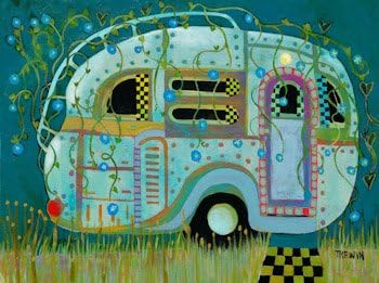 Art Needlepoint Flowered Camper Kit by Leslie Trewyn Needlepoint Kit