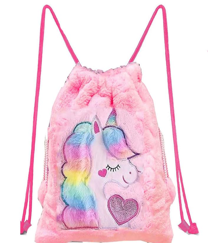 neel Unicorn Fur Bag Super Soft Fur Material Shoulder Bag, Backpack, Pitthu Bag, Office Bag, Collage Bag, Tuition Bag, Travel Bag, Storage Bag for Girls, Makeup Bag (PINK)-picture-6