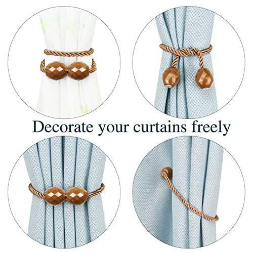 Hangtty 2 Pack Strong Magnetic Curtain Tiebacks Rope Decorative Curtain Tie Backs Magnetic Curtain Holders For Drapes Window Treatment Holdbacks, Khaki #TOP3