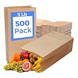 5lb Large Brown Paper Bags 500 Pcs - Paper Bags Bulk - Brown Bags for Storage and Food Packing - Bro
