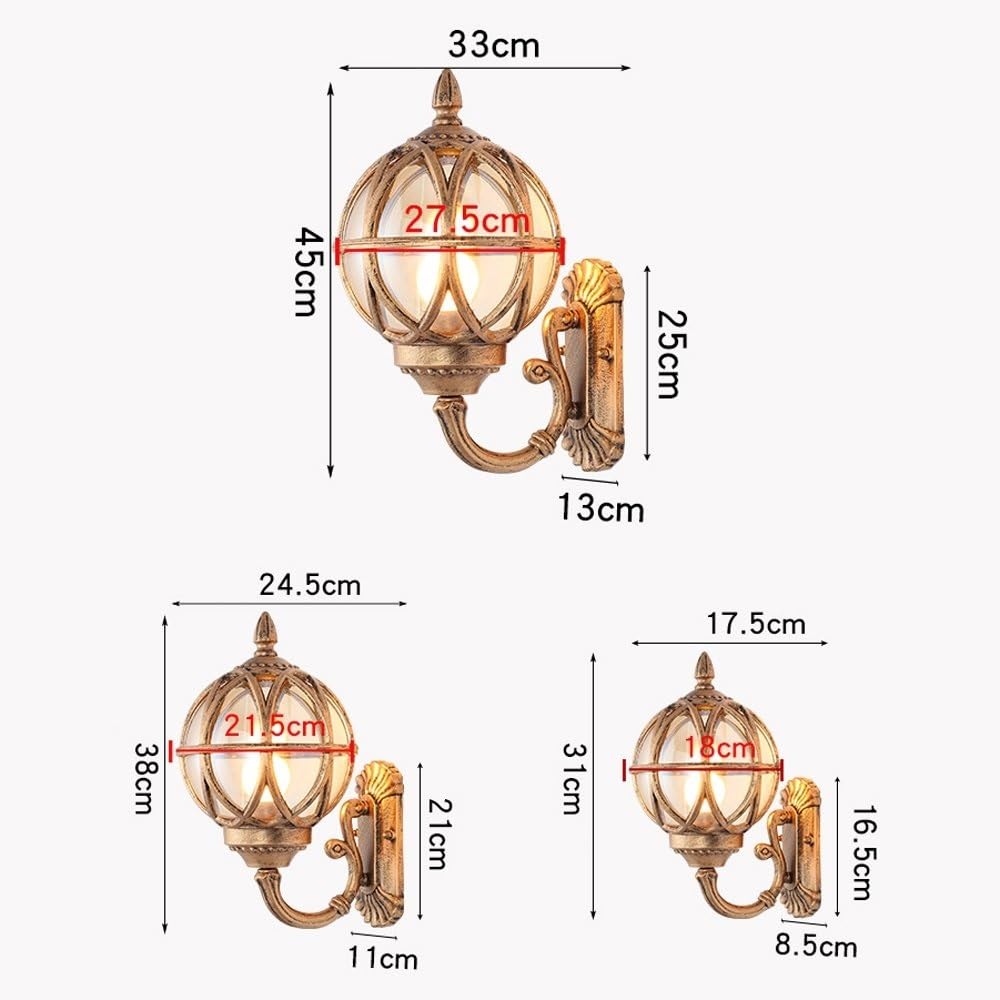 Applique da Esterno in Stile Tradizionale Europeo Victoria, Design retrò Creativo, Impermeabile e Resistente alla Pioggia, in Vetro, per Patio, Balcone, Giardino, Villa, Attacco E27