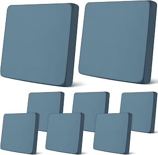 Newwiee 8 Pcs Patio Outdoor Cushion Covers,Solid,Gray Blue