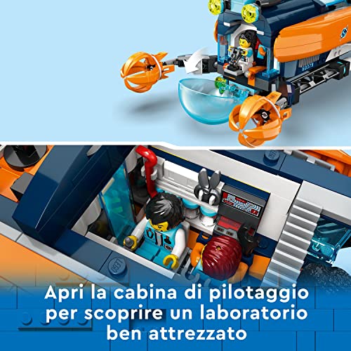 City Sottomarino per Esplorazioni Abissali Giocattolo con Drone, Squali, Relitto di Barca e Minifigure di Sub, Regalo di Compleanno per Bambini e Bambine dai 7 Anni in su 60379 - Lego - Immagine 4