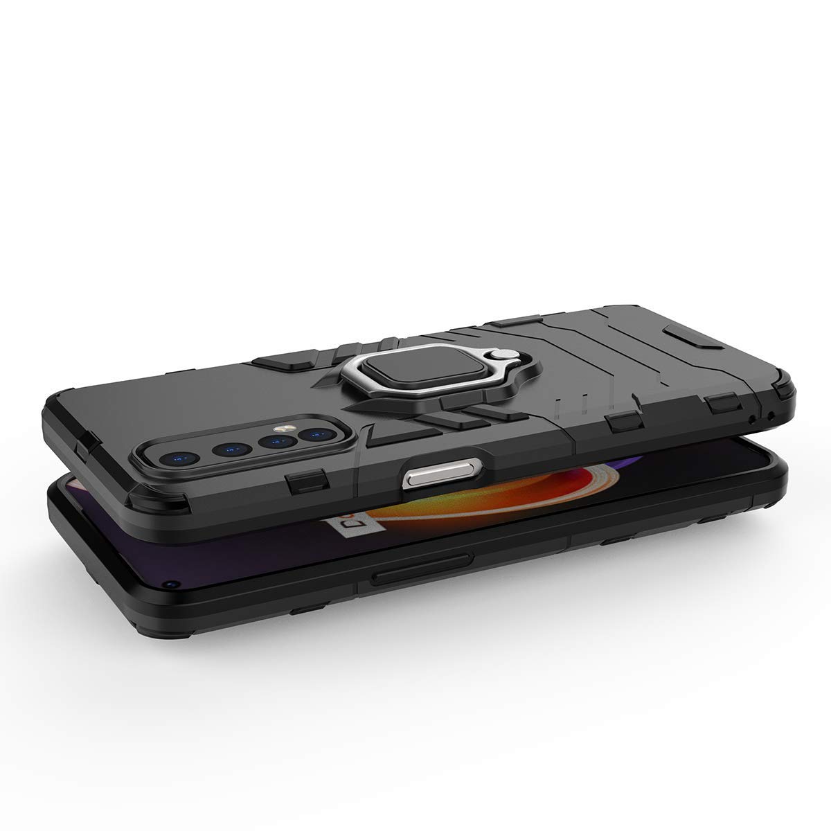 Cover Per Realme 7 Con Supporto Pieghevole, Antiurdo TPU/PC, Rosa Rosso - 3