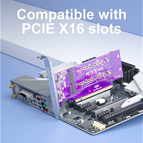 Scheda Adattatore PCIe 3.0 X16 Per 4 SSD M.2 NVMe – 10Gtek, Supporto Bifurcation, Staffa Full/low Profile