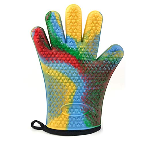 HUBINGRONG Heat Resistant BBQ Cooking Gloves - Oven Mitts Insulated Silicone With Protective Lining Versatile Waterproof For BBQ Grill, Deep Fry, Campfire Kitchen Home Gloves