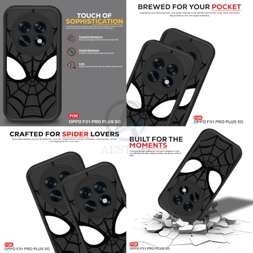 Image of AESTMO Back Case Cover for Oppo F31 Pro Plus 5G Cover | Spidey Face Mask Design | Silicone Case | Full Body Protection | Camera Protection Back Cover for Oppo F31 Pro Plus 5G (Black)