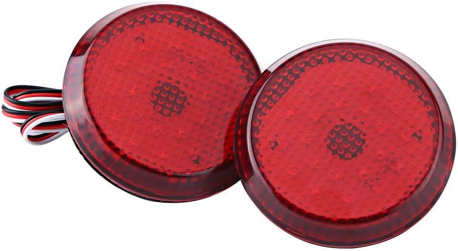 LED Bumper Reflector Lights 6.8cm Car LED Tail Rear Bumper Reflector Light Round Fog Brake Stop Lamp for Corolla 2009-2010 For Sienna SE For Scion iQ xB (Red)