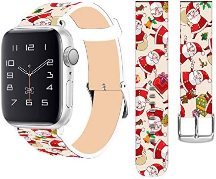 Strap Compatible for Watch Series SE/7/6/5/4/3/2/1 42mm/44mm/45mm - ENDIY Leather Band Replacement for - Xmas Christmas Theme Design Pattern Christmas Father