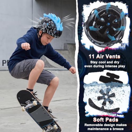 Image of Toddler Bike Helmet with LED Lights for Boys 2-12 Years | Adjustable Kids Bike Helmet, Multi-Sport for Bicycle Skateboard Scooter Cycling