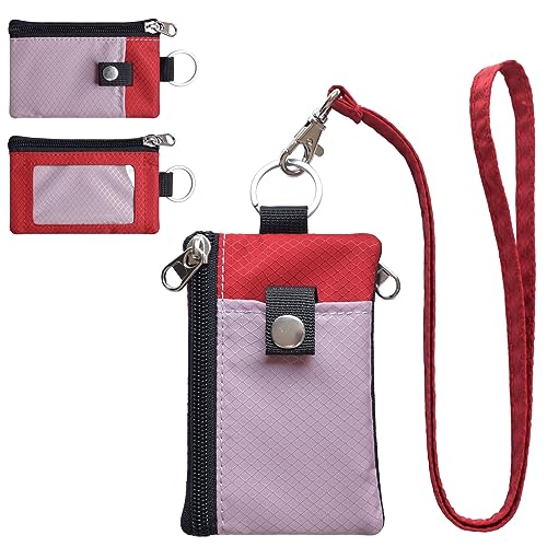 Image of CHENSPRX Minimalist RFID Blocking Small Wallet with ID Window,WaterResistant Zip Id Case Wallet with Lanyard Keychain for Cards,Cash,Travel,Women,Men