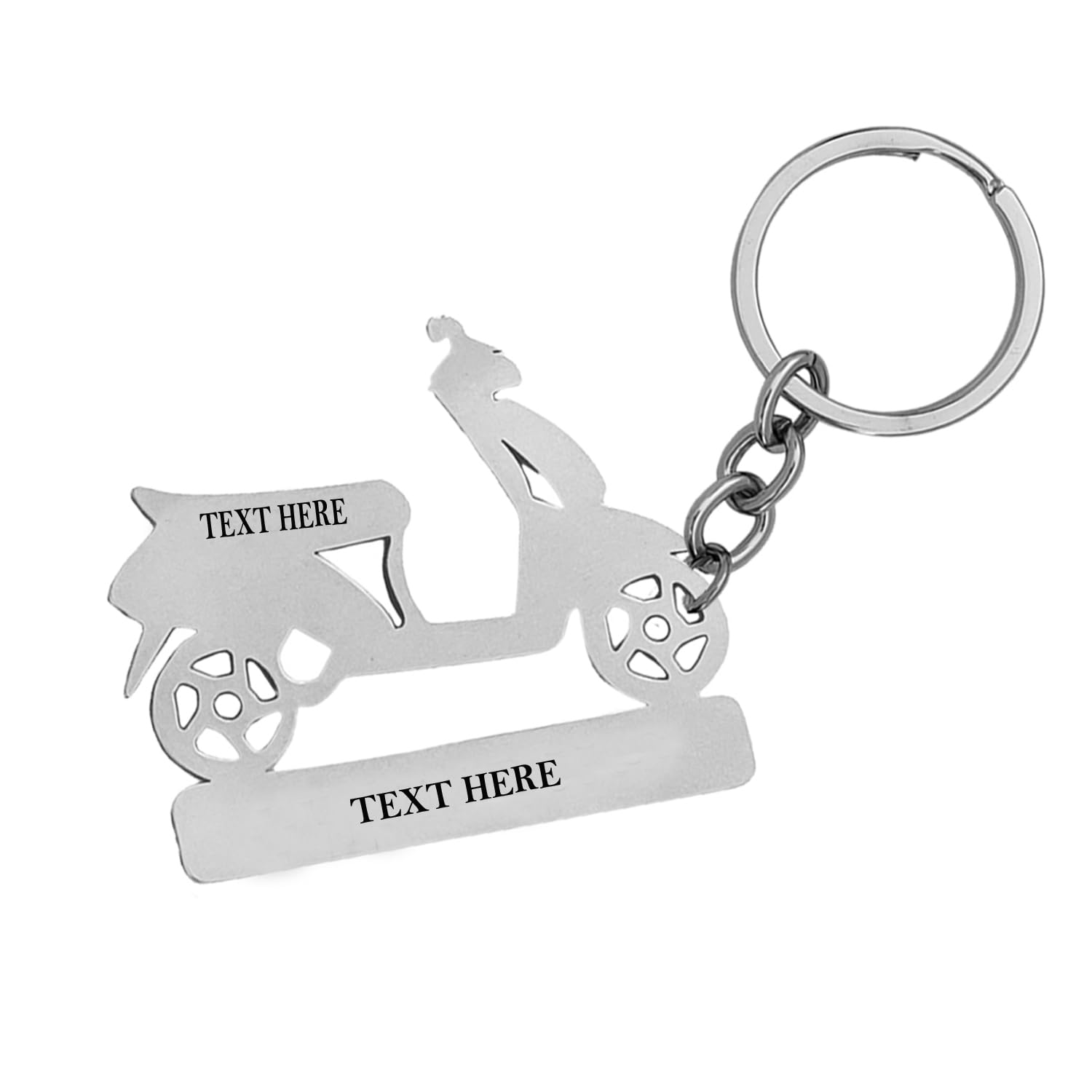 M Men Style Personalised Scooty Keychain With Custom Message Silver Stainless Steel Kering For Men And Women LCSKey869