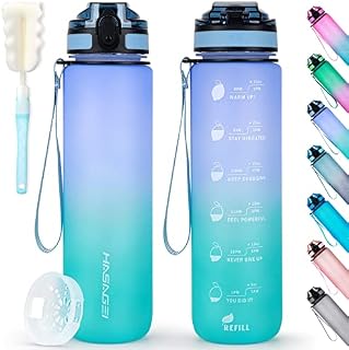 HASAGEI Water Bottle 1l BPA Free Tritan Sport Drinks Bottle 1Litre Water Bottle with Lock Cover & Leak Proof,for Gym, School,Cycling,Outdoor,Sports,Fitness& Office, Light Dark Blue