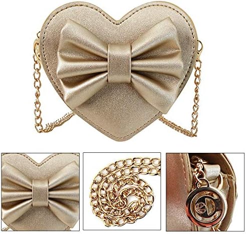 Goclothod Girls Bowknot Mini Coin Purse Heart Shape Cross Body Handbag Shoulder Bag Wallet - Image 3