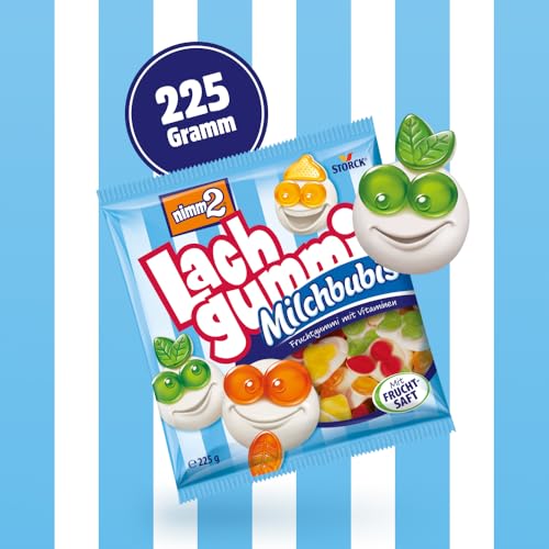 nimm2 Lachgummi Milchbubis – 1 x 225g – Fruchtgummi mit Fruchtsaft, Vitaminen und Milch
