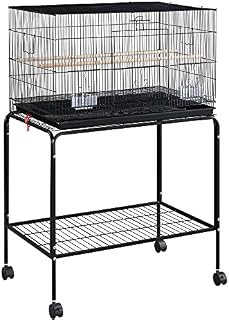 costoffs Flight Cage Breeding Cage with Rolling Stand Extra Space for Small Birds Parrots Budgie Parakeets Conures Black