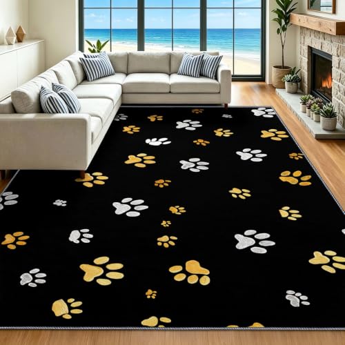 Grand carpet lavable en machine 120 x 180 cm antidérapant noir