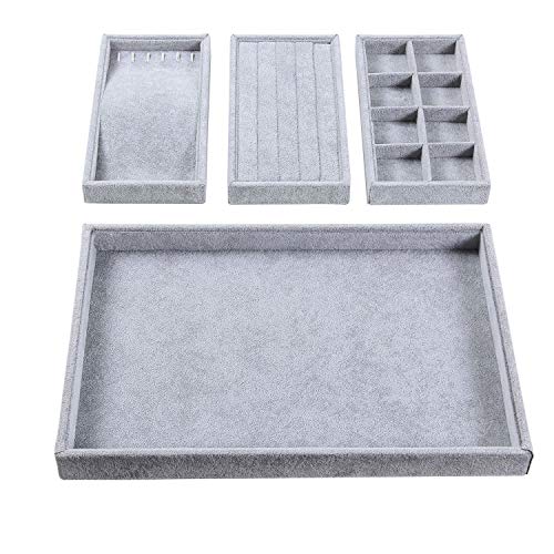Valdler Velvet Stackable Jewelry Tray Showcase Display Storage Box