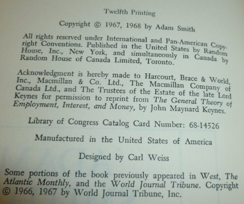 The Money Game 0394436679 Book Cover