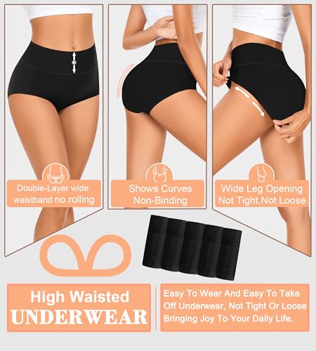 MISSWHO Cotton High Waisted Women Underwear Soft Briefs Full Coverage Comfy Ladies Panties (Regular & Plus Size)2