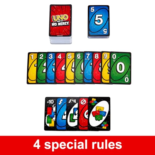 Mattel Games ​UNO Show ‘em No Mercy Card Game for Kids, Adults & Family Parties and Travel with Extra Cards, Special Rules and Tougher Penalties. (Image - 3)