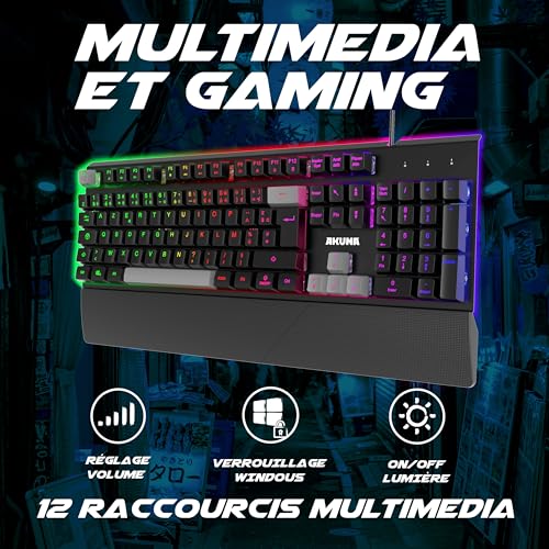 AKUMA Shonen K02 Clavier Gamer AZERTY Français 105 Touches Filaire USB, Rétro-Éclairage LED RGB - PROGRAMMABLE-Repose Poignet MAGNETIQUE 26 Touches Anti-ghosting - Clavier Gaming pour PC/PS4/PS5 – Image 5