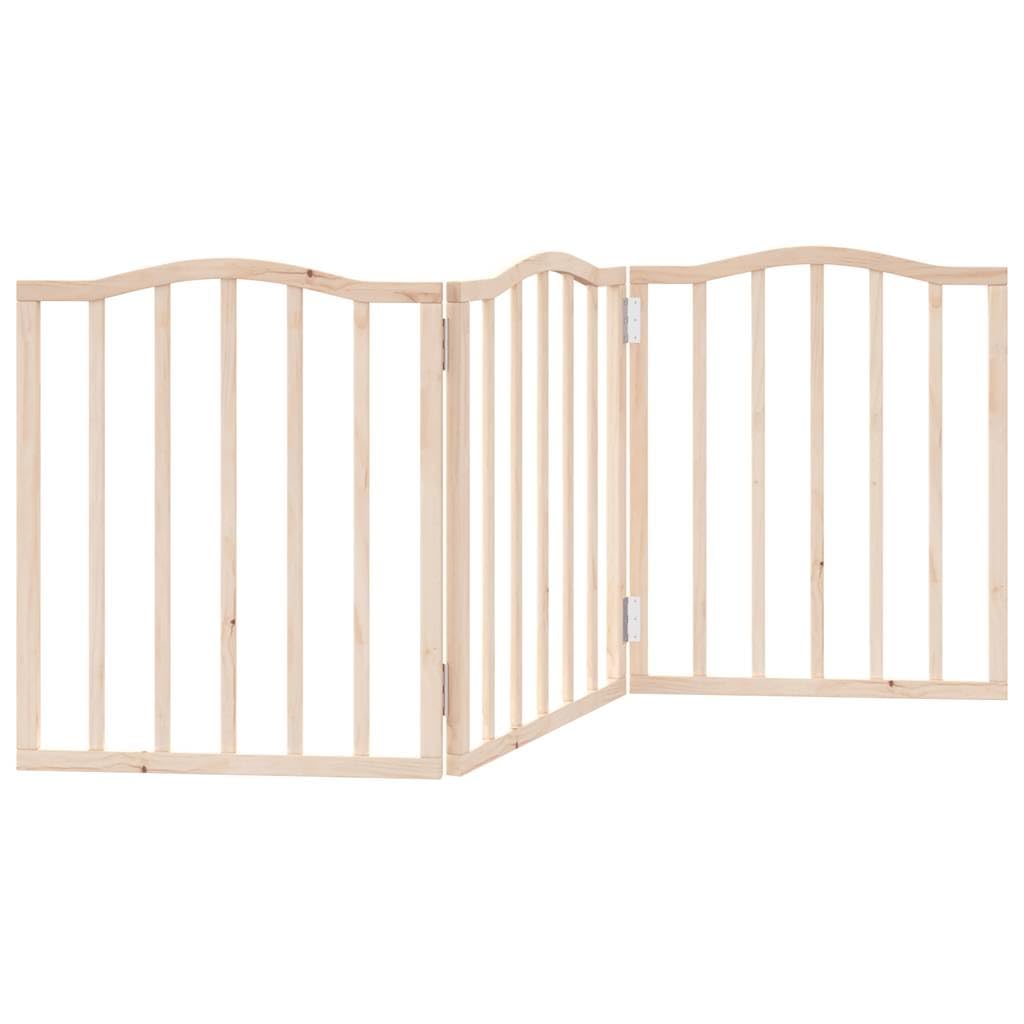 Puerta plegable para perros de madera de álamo de 3 piezas, 150 cm, independiente y compacta, valla segura para mascotas para interior y exterior, ideal para entrenamiento de cachorros y