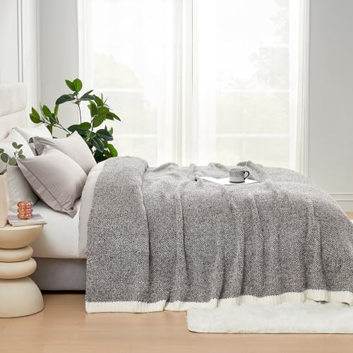 Image of Snuggle Sac Ultra Soft Grey Bedding Blanket Twin XL, Warm Fluffy Microfiber Blankets for Bed, Living Room, Oversized Bed Blanket, Heather Dark Grey, 66x90 inches