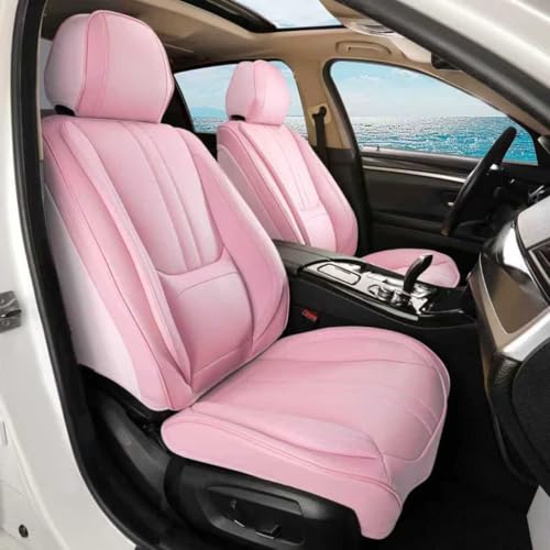 FaiFani Car Seat Covers Full Set Fit for KIA K5 2021-2026, Automotive Luxury Leather Seat Covers 5 Seats, Breathable Anti-Slip Seat Protectors(Pink,Full Set)