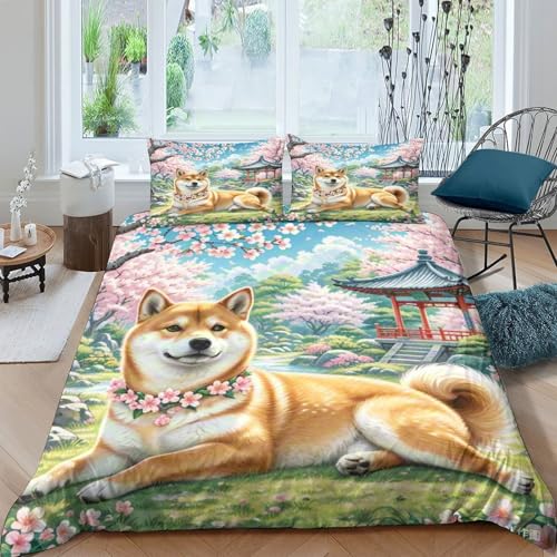 Housse de couette Shiba Inu en microfibre douce et fermeture éclair cachée - 2