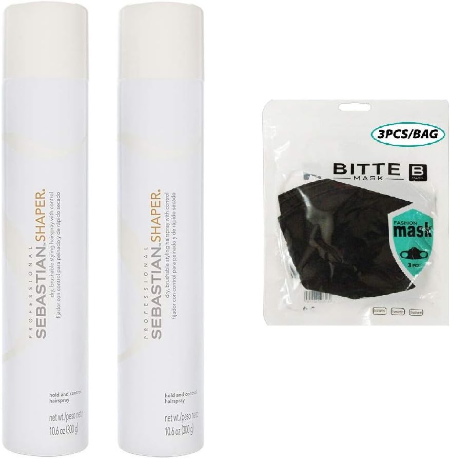 Shaper Hold Hairspray 10.6oz (2pack) with Fashion Mask 3pcs, White