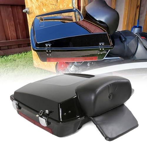 ECOTRIC Razor Tour Pack con respaldo compatible con Harley Davidson Touring Street Electra Glide Road King 1997-2013 con almohadilla de respaldo