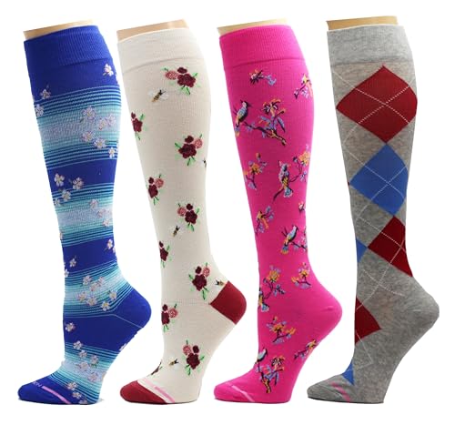 Image of Dr. Motion 4 Pairs Therapeutic Graduated Compression Women's Knee-hi Socks