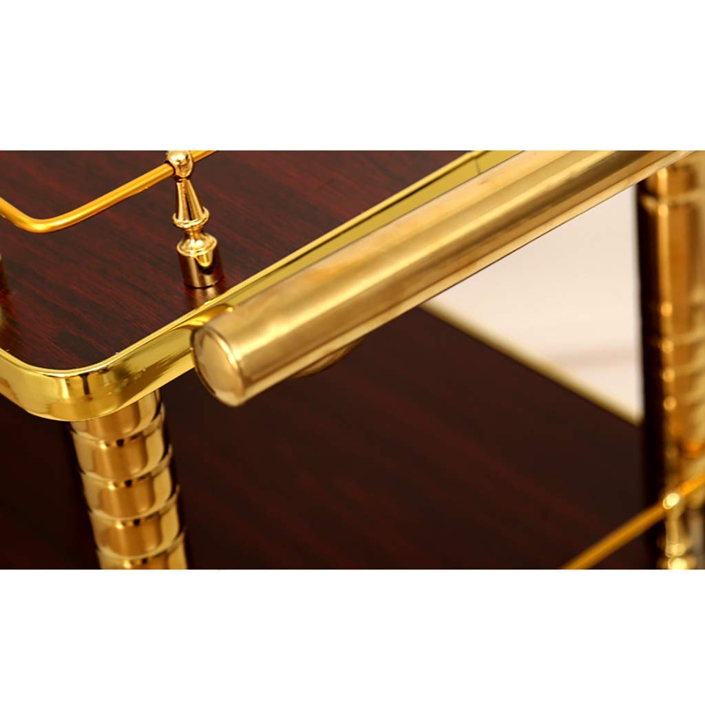 Carrello portaoggetti a 3 ripiani in acciaio inox, carrello di servizio con vassoio in legno per hotel e ristoranti, carrello da tè mobile per sala da pranzo, carrello portautensili mobile,