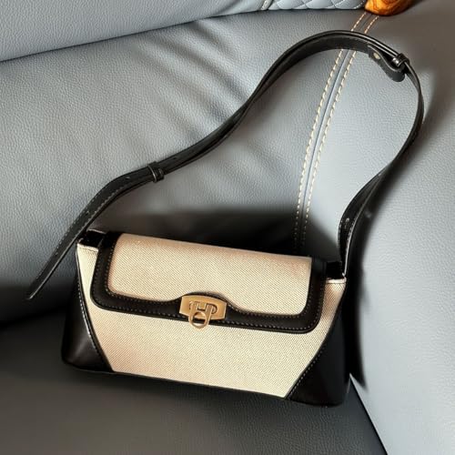 Image of Small Shoulder Bag for Women, Retro PU Leather Underarm Bag Top Handle Hobo Tote Clutch Handbag Purse with Buckle Closure