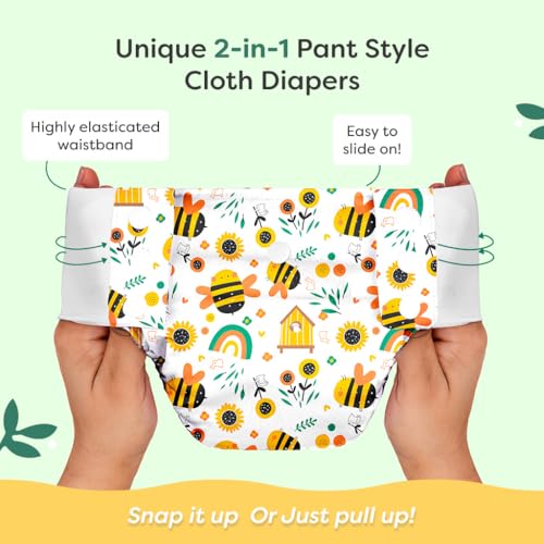 Image of SuperBottoms UNO Pull-up Pant Style Diaper with Universal Booster Pad | Cloth Diaper for Babies | Reusable, No Tapes, Easy to Wear, Designed for Active Little Ones | 3M - 3Y