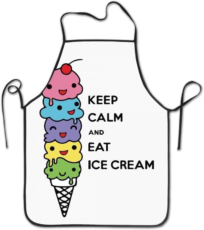 QIAOJI Keep Calm And Eat Ice Cream Deluxe Aprons Personalized Printing Kitchen Apron