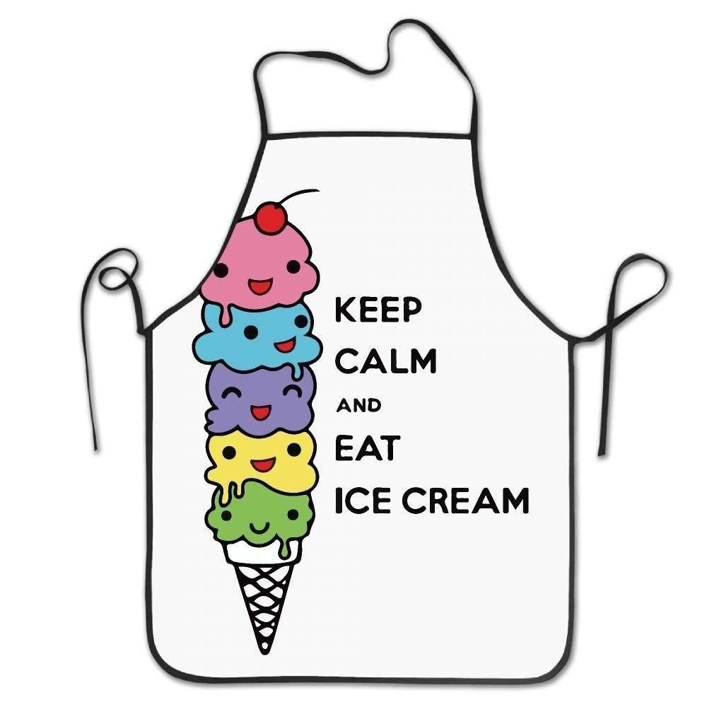 QIAOJI Keep Calm And Eat Ice Cream Deluxe Aprons Personalized Printing Kitchen Apron