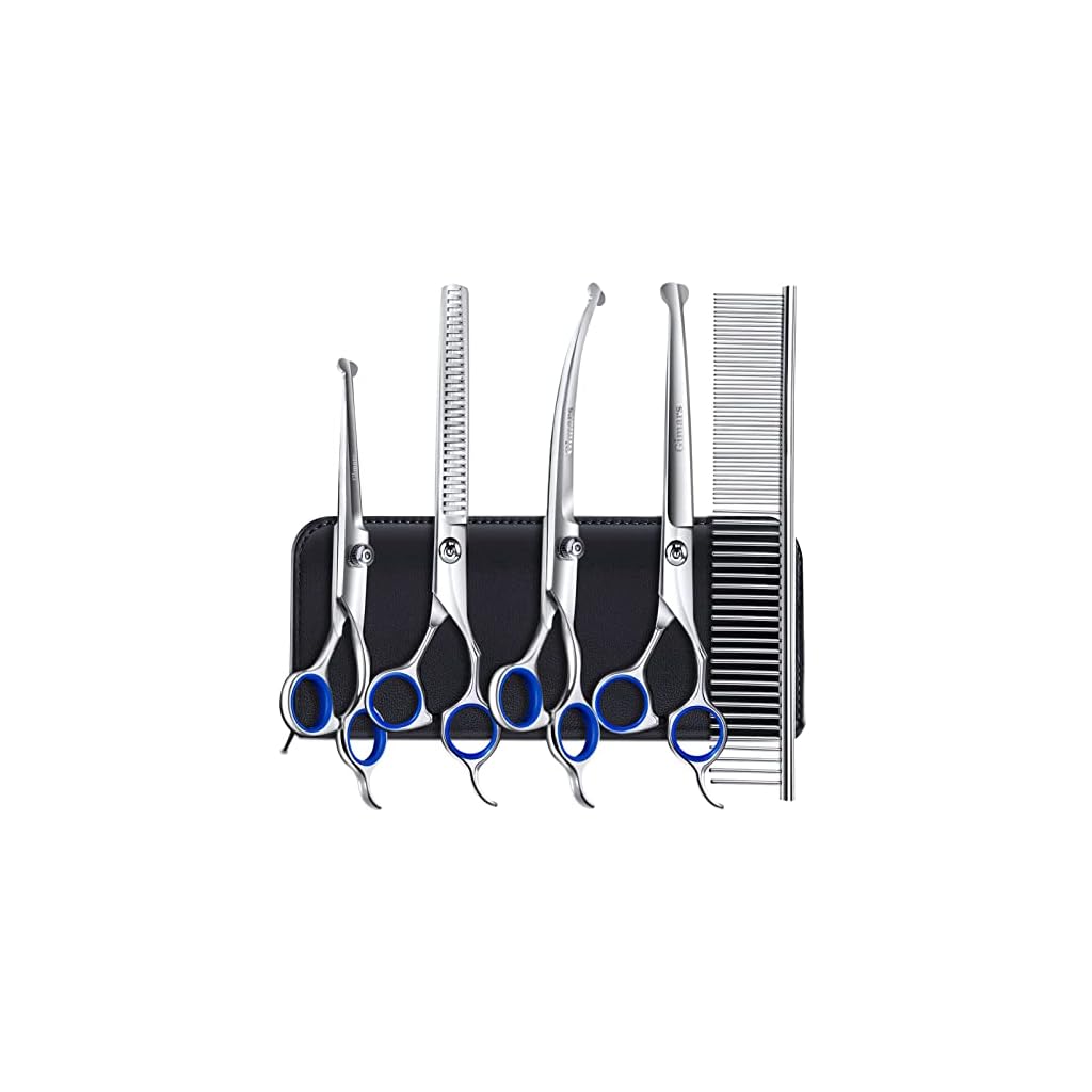 Gimars-Professional-4CR-Stainless-Steel-Safety-6-in-1-Round-Tip-Dog-Scissors-for-Grooming-Heavy-Duty-Titanium-Coated-Pet-Grooming-Scissor-for-Dogs-Cats-and-Other-Animals