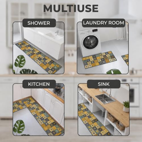 Image of MAXOSHINE Kitchen Mats for Floor Anti Slip Waterproof Feet Comfort Kitchen Runner Floor Mat Standing Desk Mat Floor Mats for Kitchen (120 * 40cm, 60 * 40cm) Set of 2