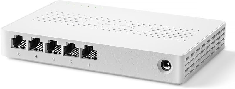 5 Port 2.5G Ethernet Switch, Multi-Gigabit 2.5Gb Ethernet Splitter | Unmanaged Network Switch, 5 x 2.5 Gigabit Ports, Plug & Play, Fanless Quiet, Wall Mount, for WiFi 6/7 APs, PC, TV (SM105)