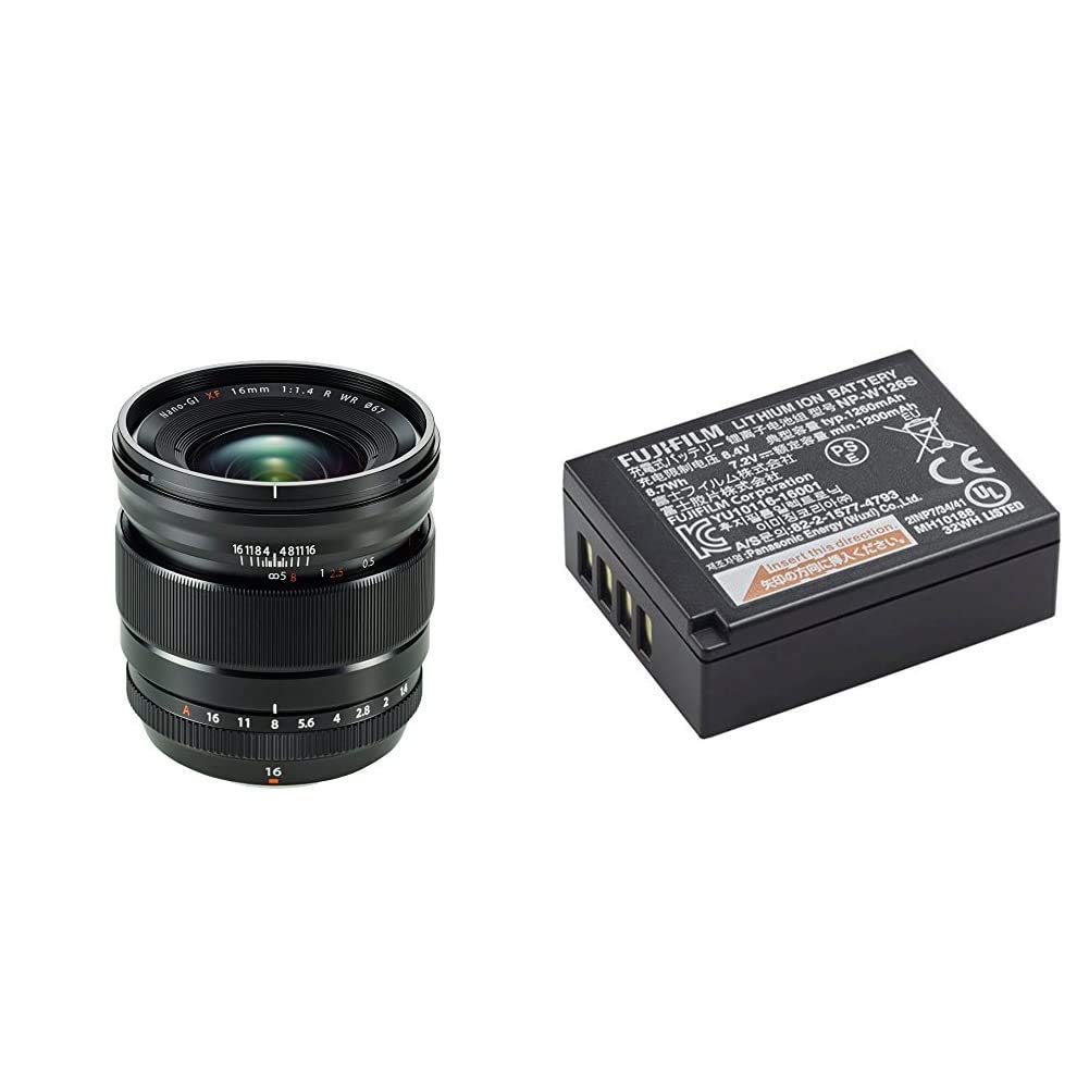 Fujifilm Objectif XF-16 mm/F1.4 R WR Noir & NP-W126s Pack de Batterie pour Hybride série X Noir