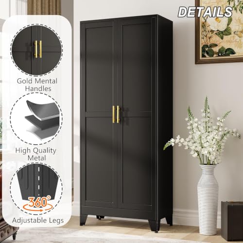 Image of winiowa Metal Pantry Cabinet with 2 Doors and Adjustable Shelves