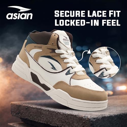 Image of ASIAN Tango-11 Men's High Top Sneakers | Stylish & Lightweight Lace-Up Shoes | Cushioned Sports Sneakers for Men | Ideal for Casual, Daily Use & Travel