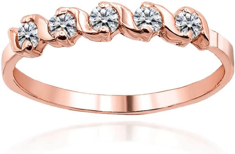 Elegant 10k Gold Five Stone CZ Band Promise Ring