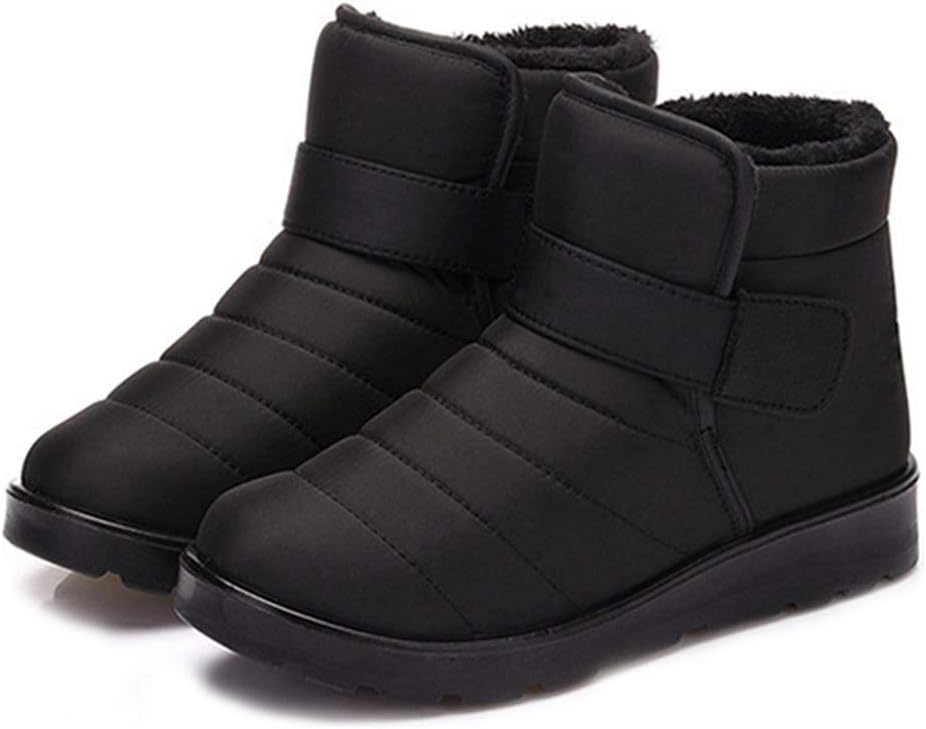 MIOKE Women's Waterproof Winter Snow Ankle Booties Lightweight Warm Fur Hook-and-Loop Rain Snow Short Boots
