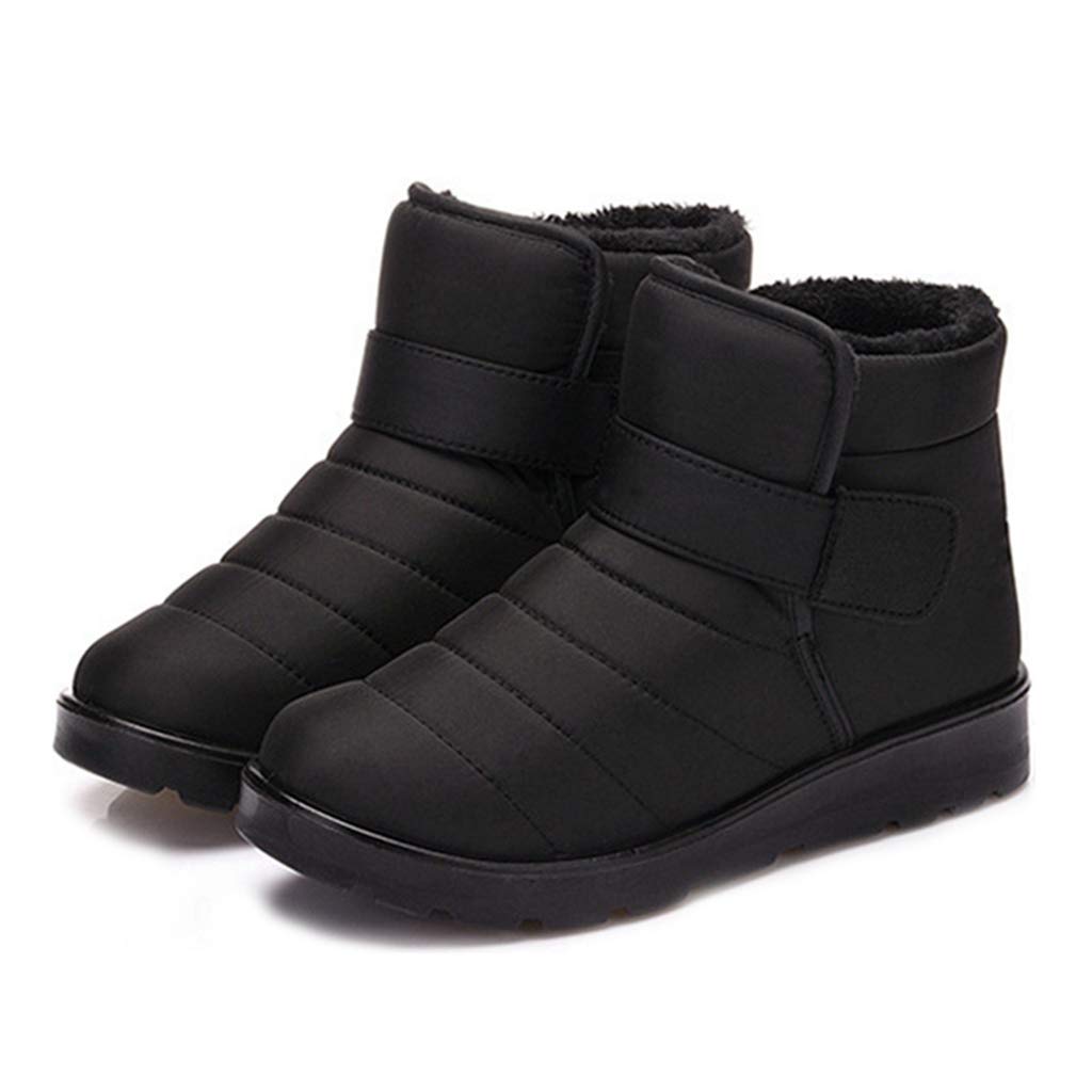 MIOKE Womens Waterproof Winter Snow Ankle Booties Lightweight Warm Fur Hook-and-Loop Rain Snow Short Boots