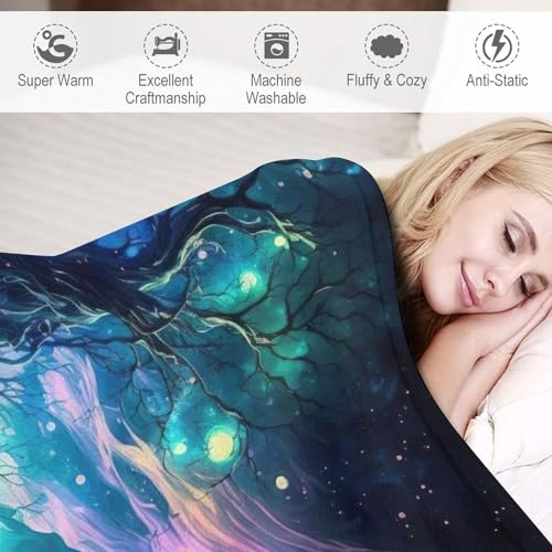 Couverture De Canapé Chaude Arbre de Vie Cosmique Flannel Douceur Premium