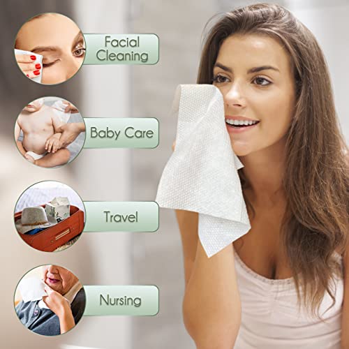 Wowotex Bamboo Disposable Face Towel Biodegradable Large Dry Face Wipes 60 Count/1 Box Extra Thick Soft Clean Facial Towels For Sensitive Skin, Makeup Removing, Facial Cleansing, Nursing, Travel #TOP5